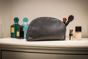 Large Pebbled Leather Cosmetic Bag